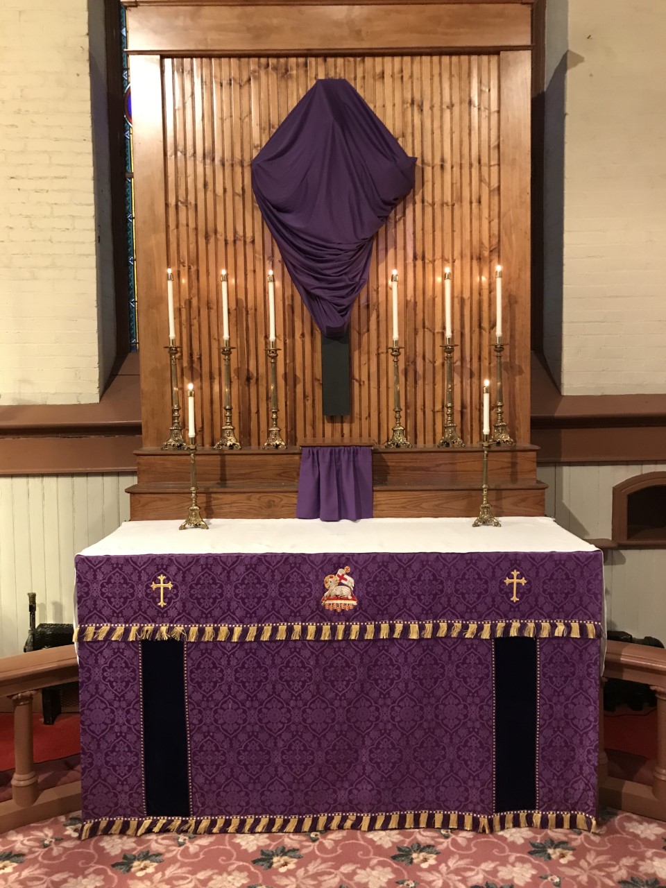 The Altar vested in violet for Passiontide